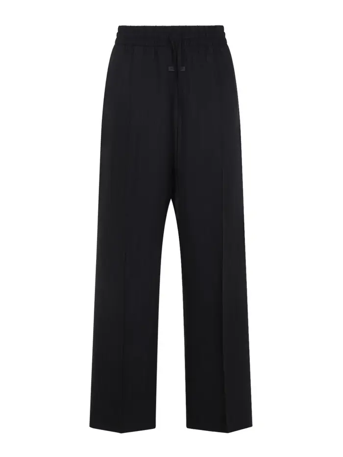Pantaloni con coulisse a gamba larga Nero