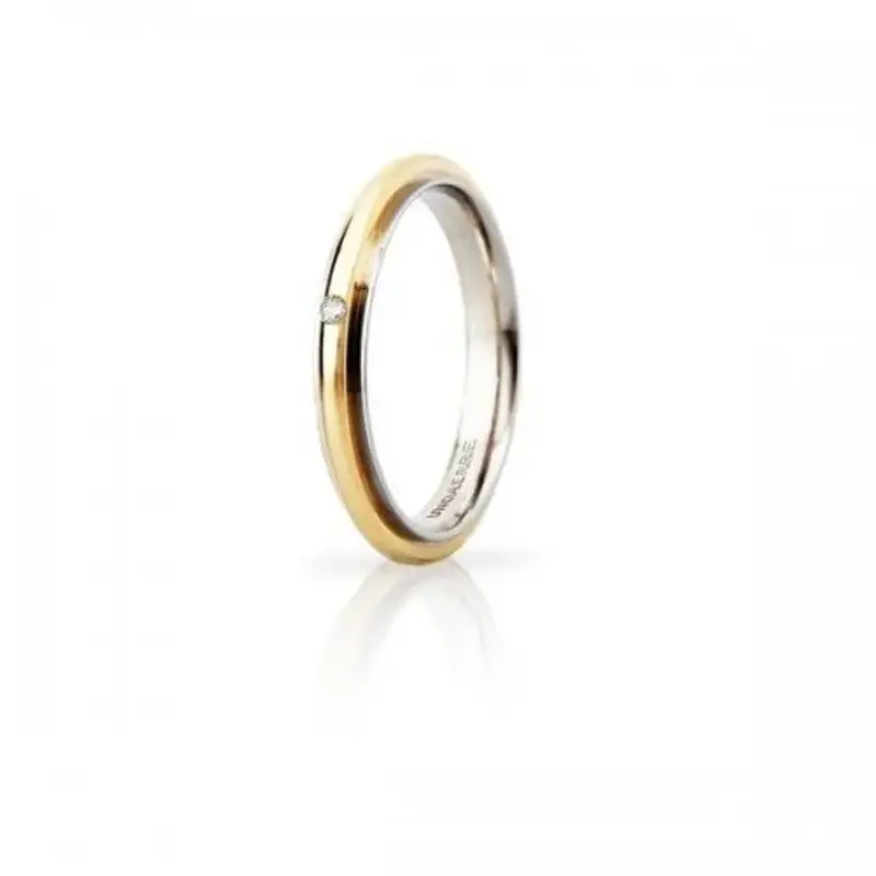 Unoaerre Fede Nuziale Andromeda Slim con diamante 3mm Oro giallo bianco Brillanti Promesse