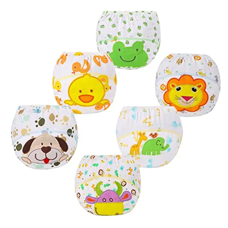 FedMois Confezione 6 Mutandine Apprendimento Bambini Cotone Animali 4-5 Anni