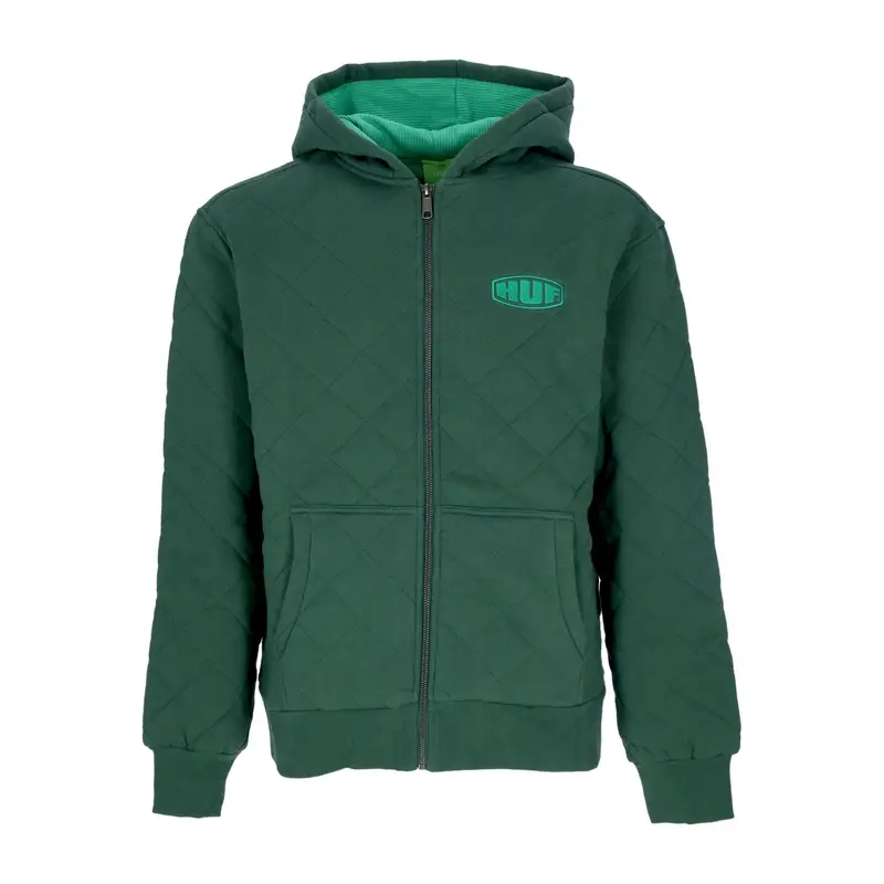 HUF Felpa Cappuccio Zip Uomo Workman Quilted Full Zip Forest Green