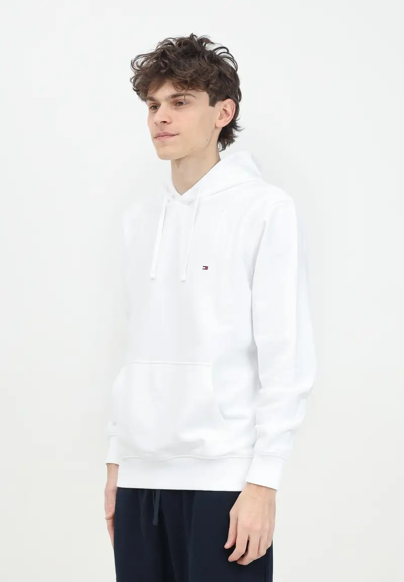Tommy Hilfiger Felpa con cappuccio bianca da uomo rifinita da logo