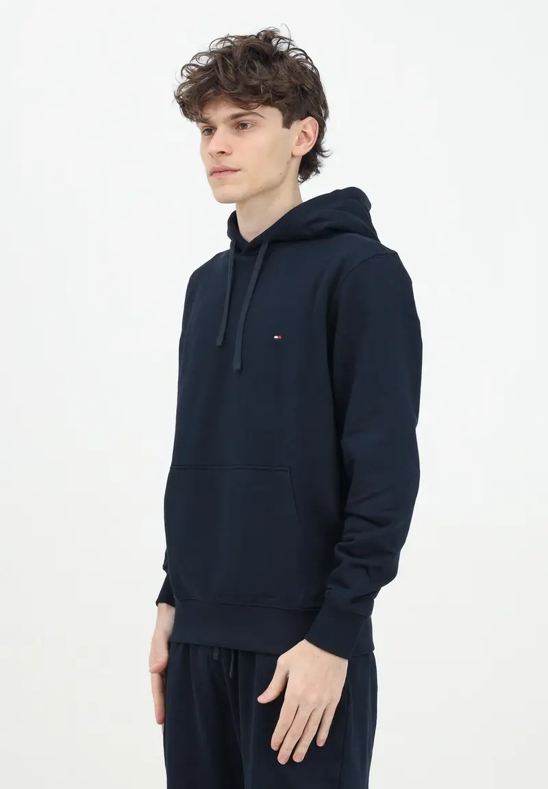 Tommy Hilfiger Felpa con cappuccio blu da uomo rifinita da logo