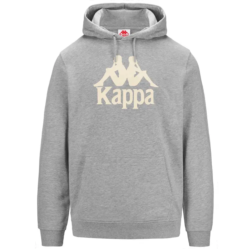 felpa con cappuccio da uomo in cotone grigio da fitness | Kappa