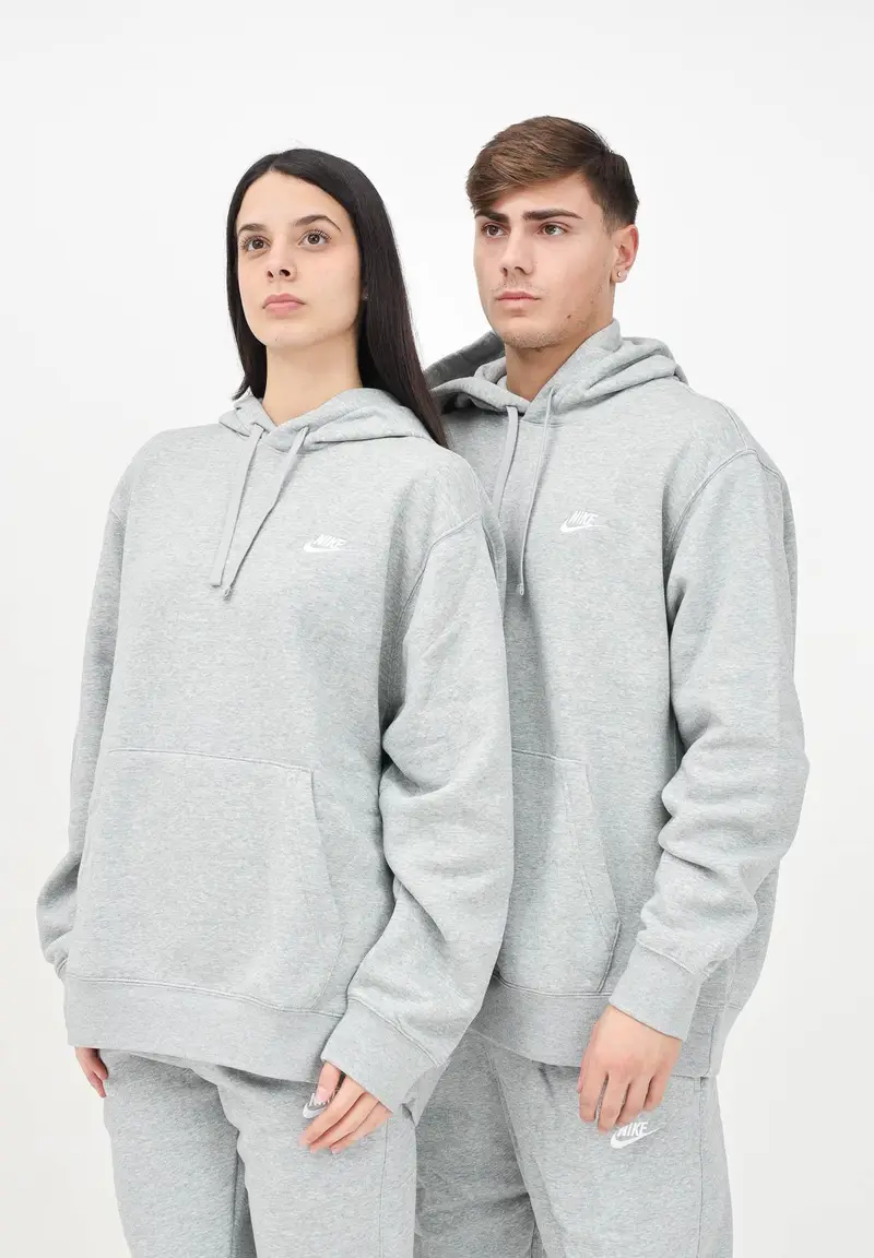 Nike Felpa con cappuccio Sportswear Club Fleece grigia per uomo e donna