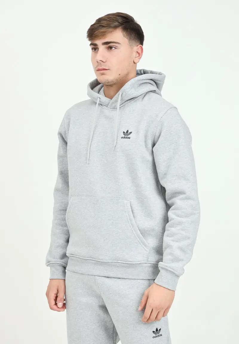 adidas Originals Felpa con cappuccio Trefoil Essentials grigia da uomo