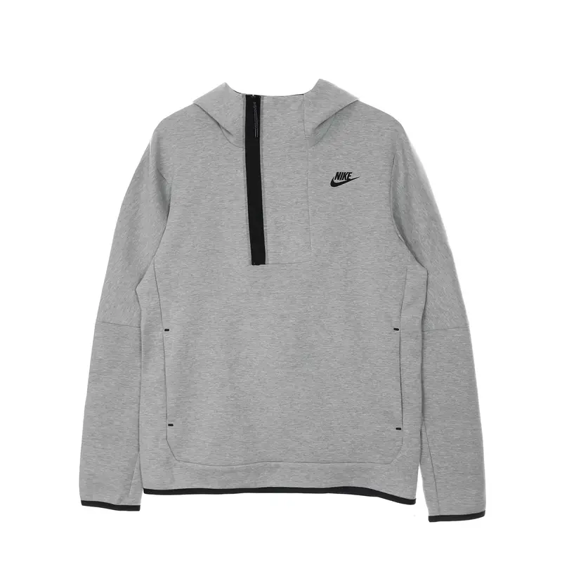 Nike Felpa Leggera Cappuccio Uomo M Sportswear Tech Fleece Half Zip Hoodie Dk Grey Heather/black