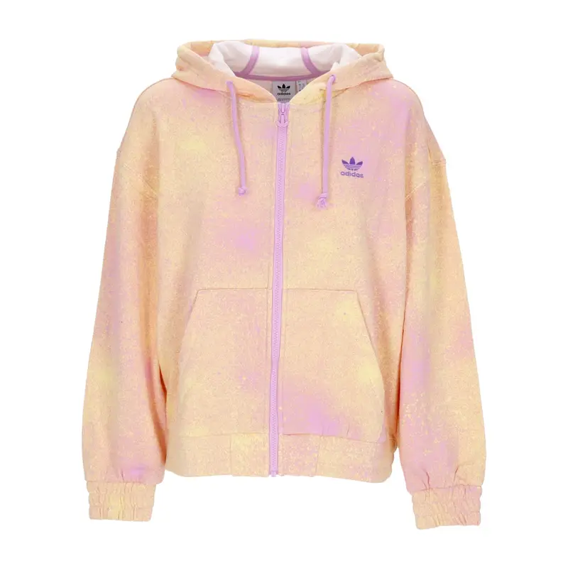 Adidas Felpa Leggera Cappuccio Zip Donna All Over Print Zip Hoodie Bliss Lilac/almost Yellow