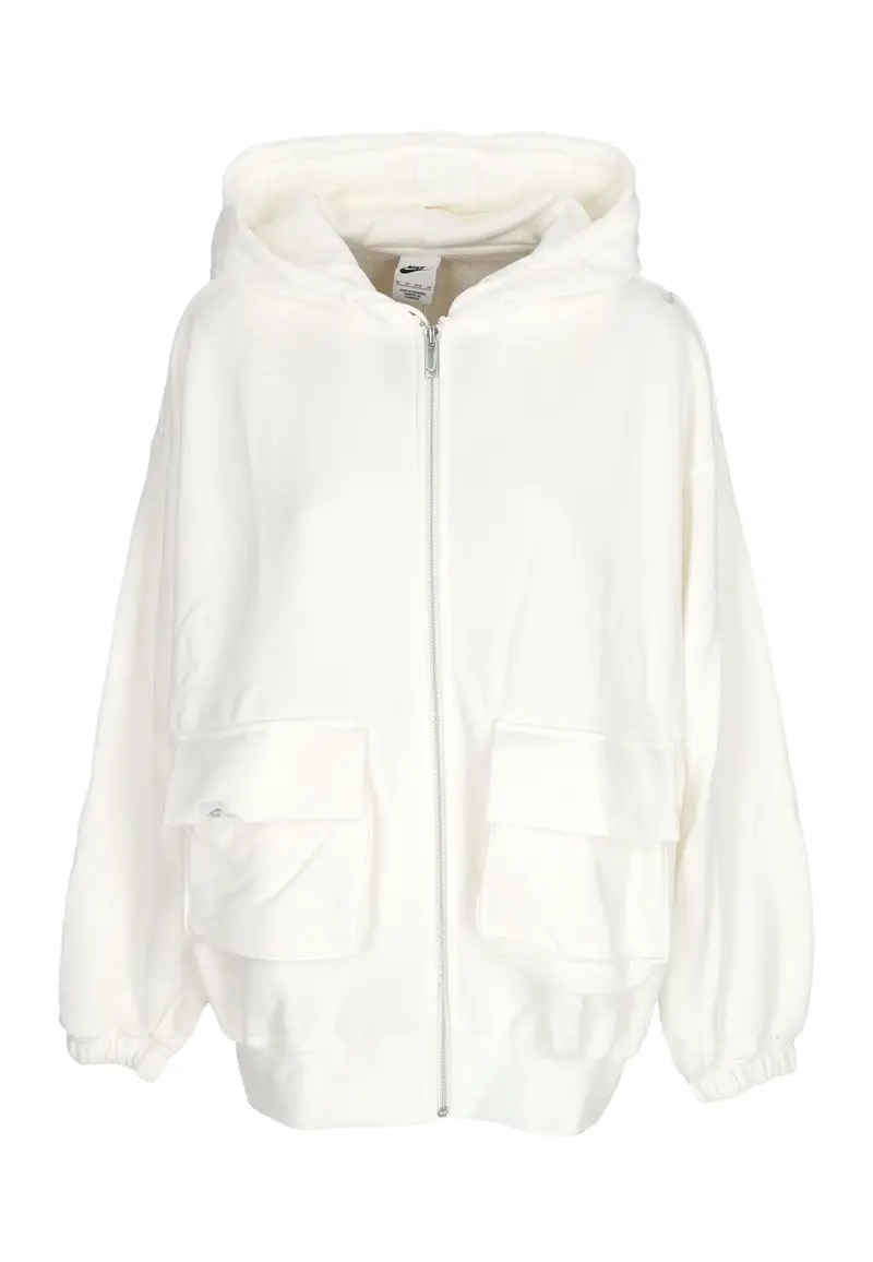 Nike Felpa Leggera Cappuccio Zip Donna W Sportswear Dance Oversized Full-zip Hoodie Sail/lt Orewood Brn