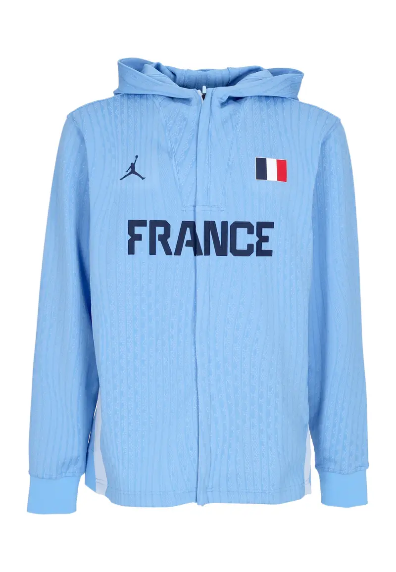 Jordan Felpa Leggera Cappuccio Zip Uomo Dri-fit Adv Basketball Game Jacket Team France Celestine Blue/celestine Blue/obsidian