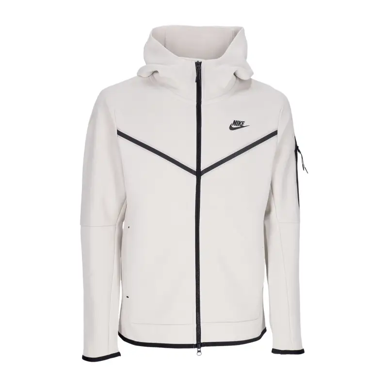 Nike Felpa Leggera Cappuccio Zip Uomo Sportswear Tech Fleece Hoodie Light Bone/black