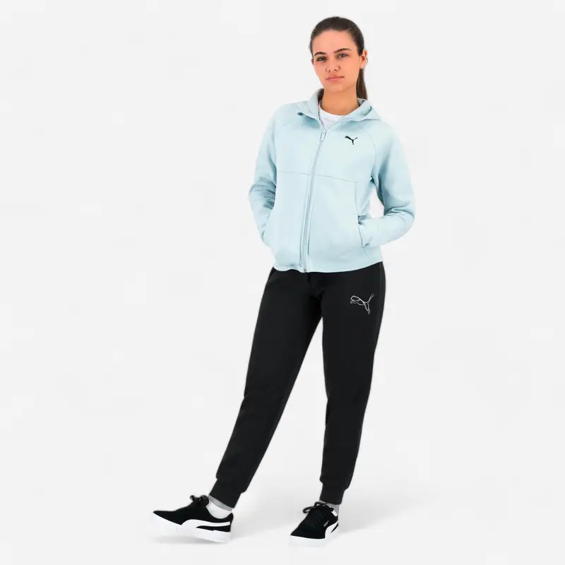 Felpa Puma donna palestra con cappuccio e zip pesante celeste | Puma