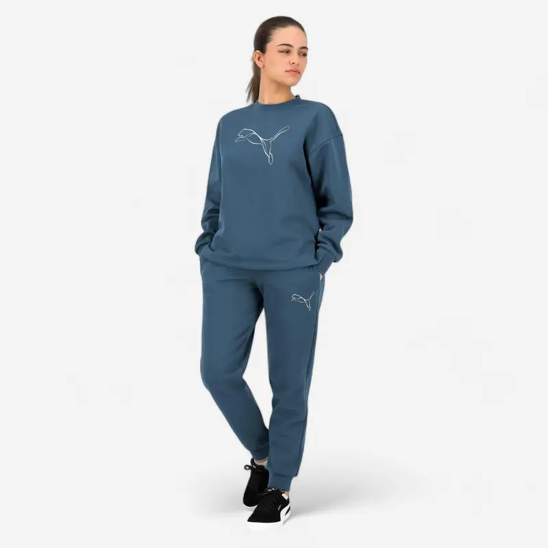 Felpa Puma donna palestra girocollo pesante blu | Puma