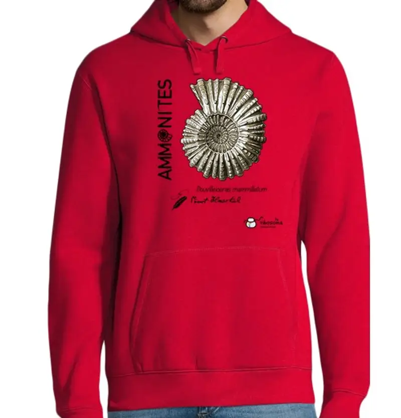 tostadora.it Felpa uomo con cappuccio ammoniti (sfondi chiari)