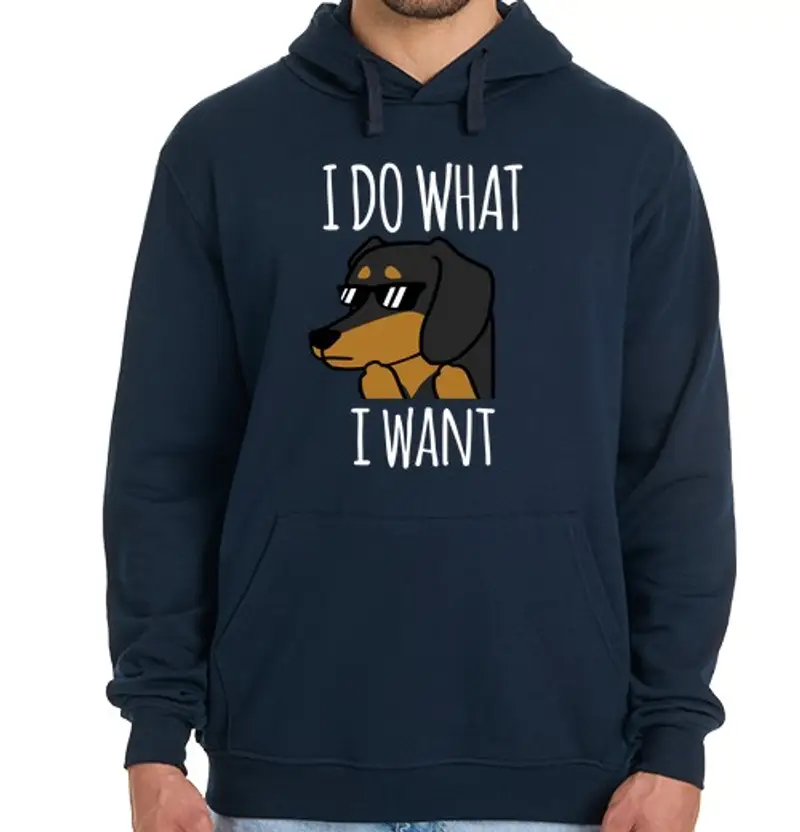 tostadora.it Felpa uomo con cappuccio cane bassotto mi do w hat voglio