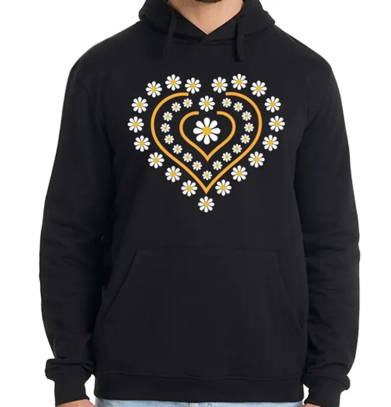 tostadora.it Felpa uomo con cappuccio cuore margaritas