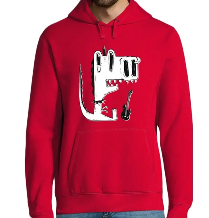 tostadora.it Felpa uomo con cappuccio dinosauro punk rock