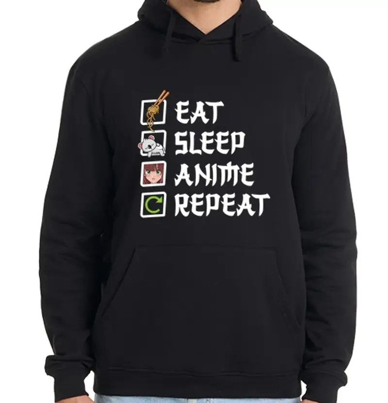 tostadora.it Felpa uomo con cappuccio eat dormire anime rep eat otaku