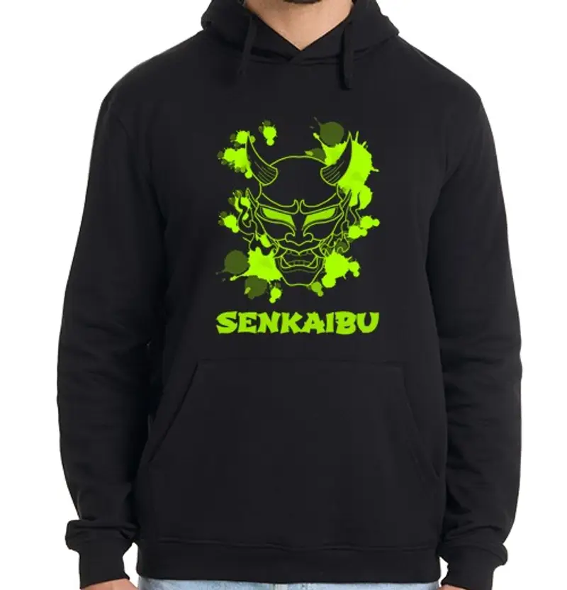 tostadora.it Felpa uomo con cappuccio hannya verde senkaibu