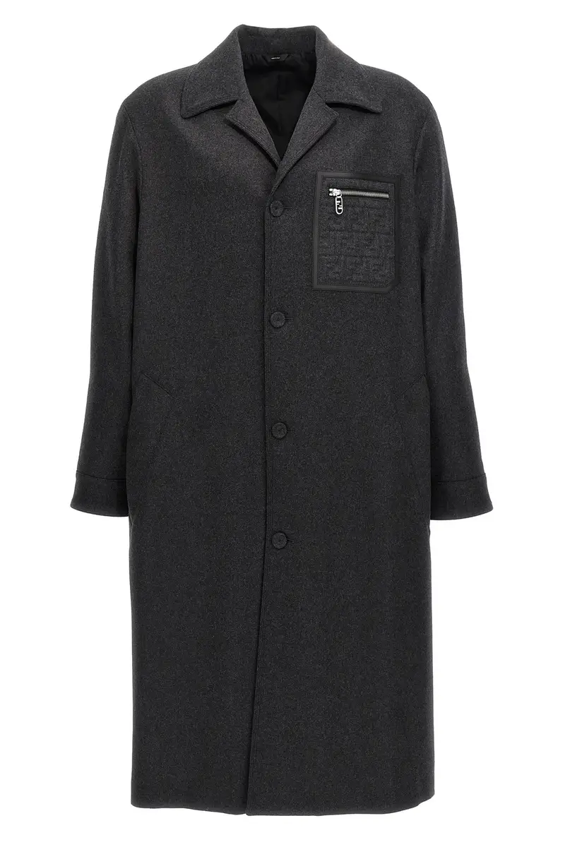 FENDI Cappotto Monopetto Cashmere Grigio