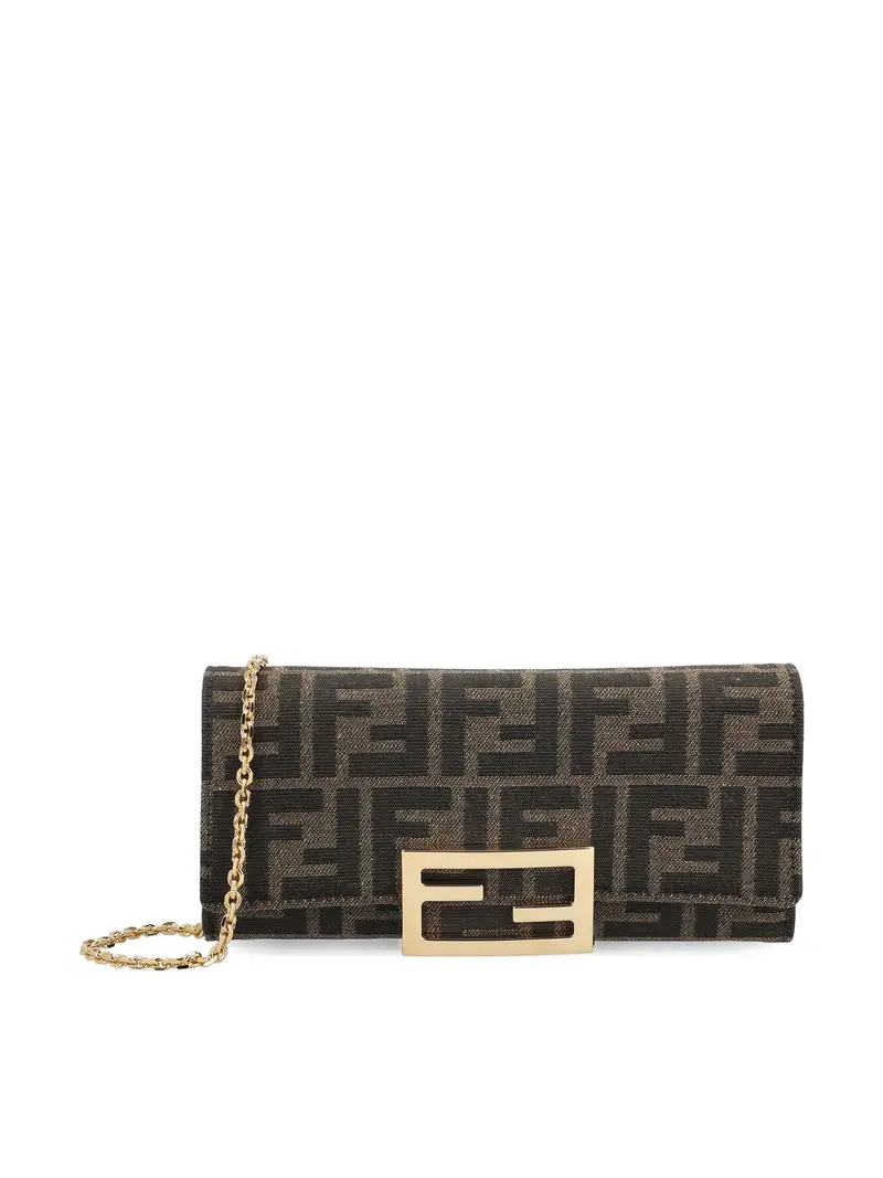 FENDI Continental With Chain Baguette MARRONE