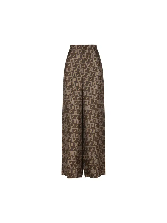 FENDI Pantaloni realizzati in seta MARRONE