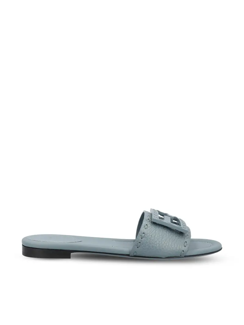 FENDI Slide Baguette In Pelle AZZURRO