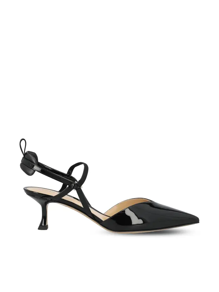 Slingback con tacco medio in pelle NERO