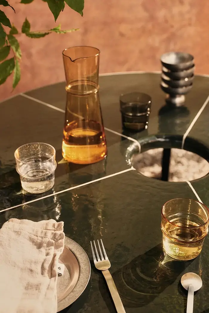 caraffa in vetro colorato 25 x 11 cm Giallo miniatura 3