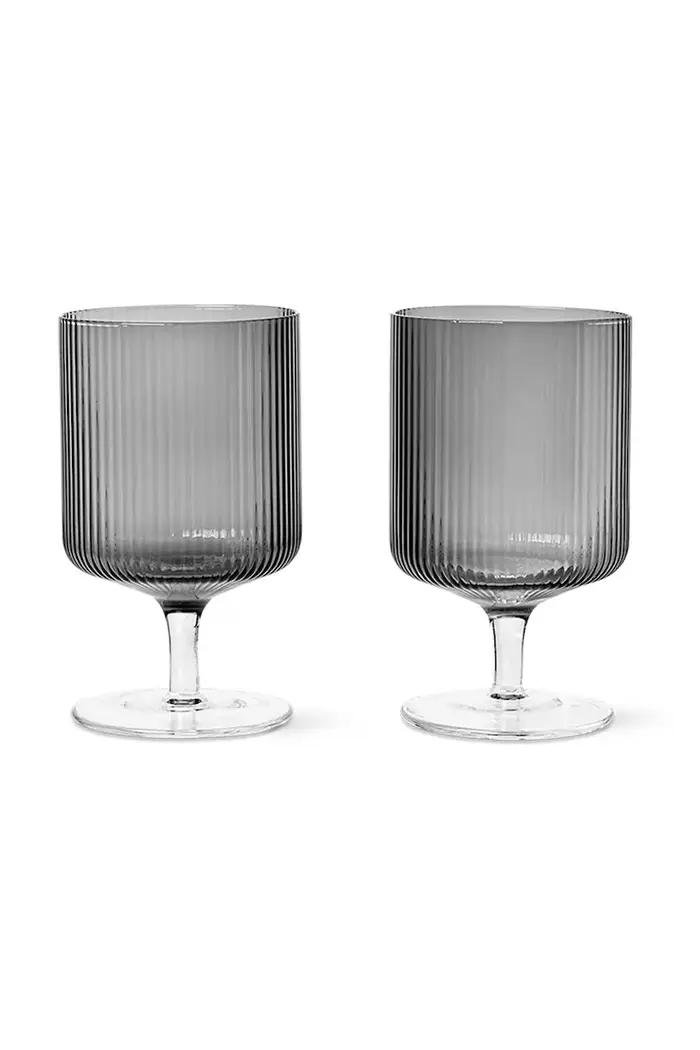Ferm Living set calici da vino Ripple 270 ml pacco da 2 Nero