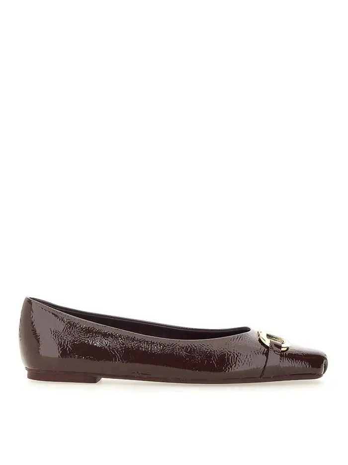 Ferragamo Ballerina in pelle verniciata Rosso Scuro