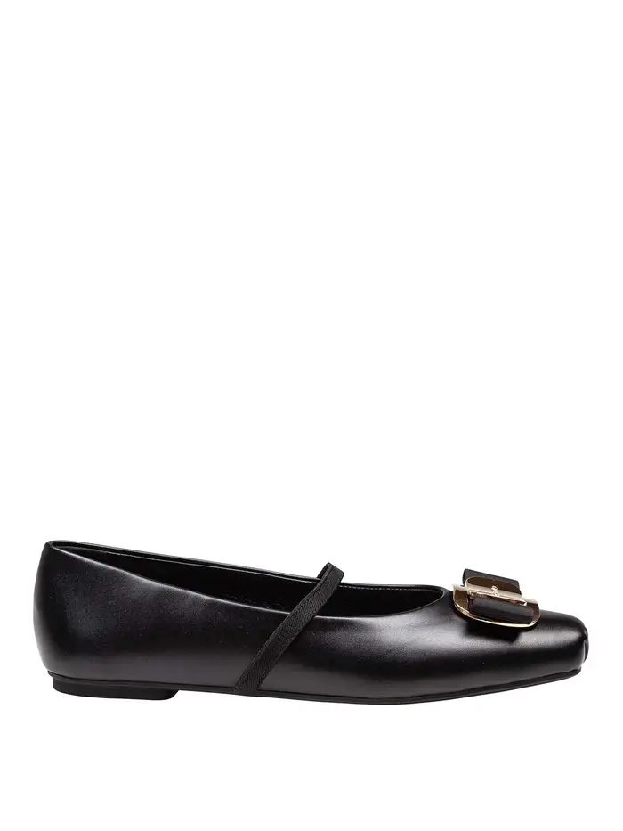 Ferragamo Ballerina Zina In Pelle Colore Nero