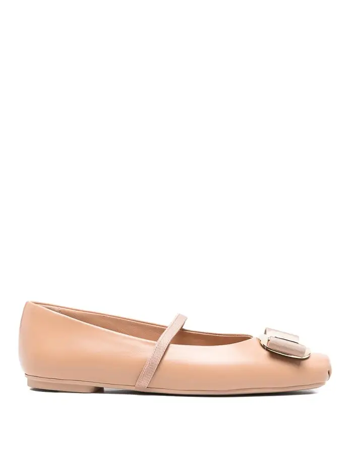 Ferragamo Balletti in pelle Vara Marrone