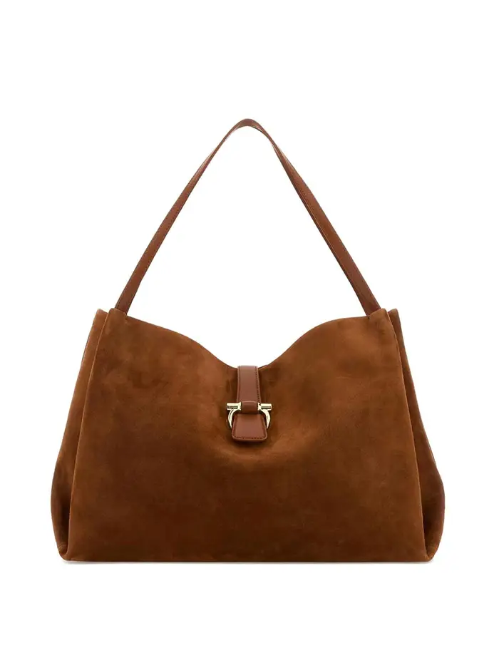 Ferragamo Borsa a tracolla media in pelle Beige