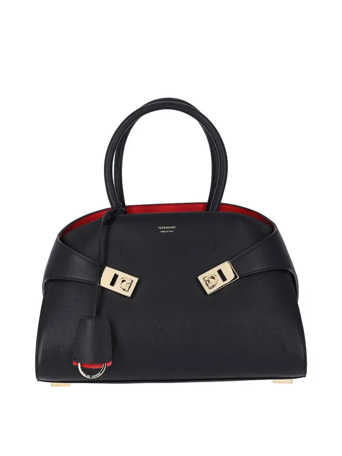 Ferragamo Borsa Bicolore Media Nero