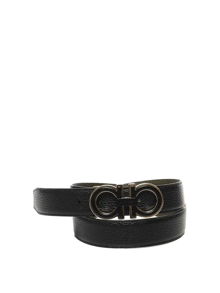 Ferragamo Cintura di ganci in pelle di vitello Nero