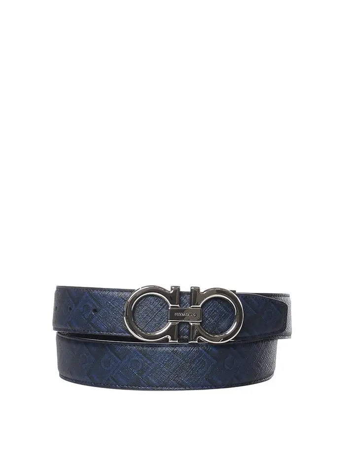 Ferragamo Cintura Gancini Blu scuro