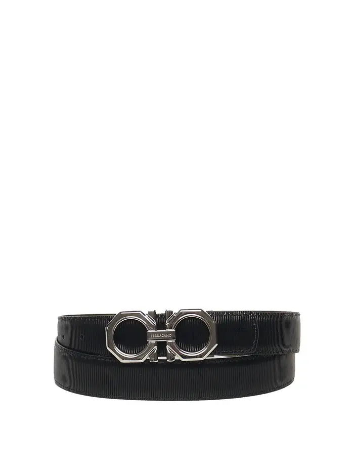 Ferragamo Cintura Gancini in pelle Nero