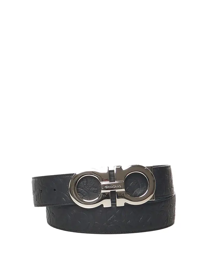 Ferragamo Cintura Gancini in pelle Nero