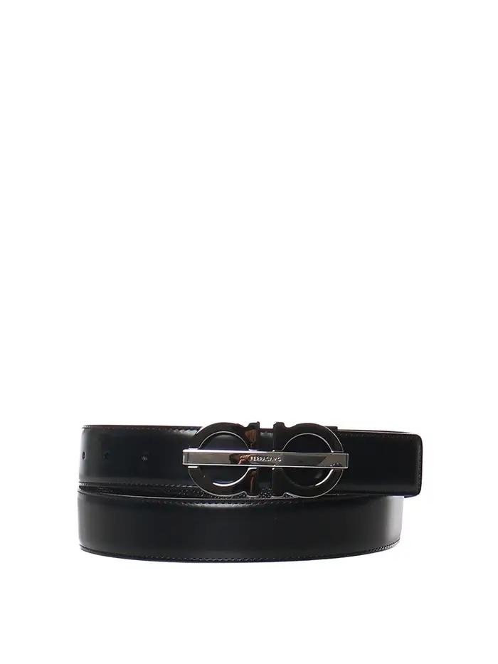 Ferragamo Cintura Gancini in pelle Nero