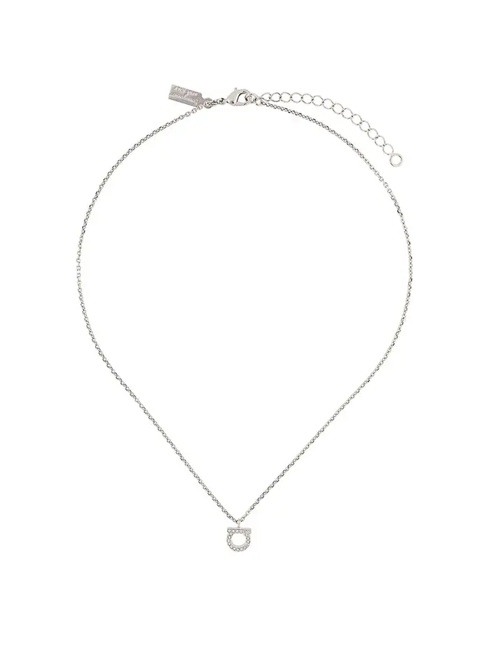 Ferragamo Collana piccola Gancini in cristallo Argento