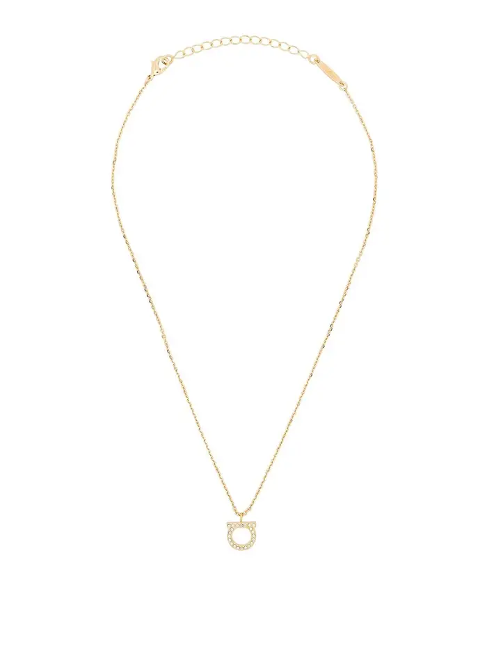 Ferragamo Collana piccola Gancini in cristallo Oro
