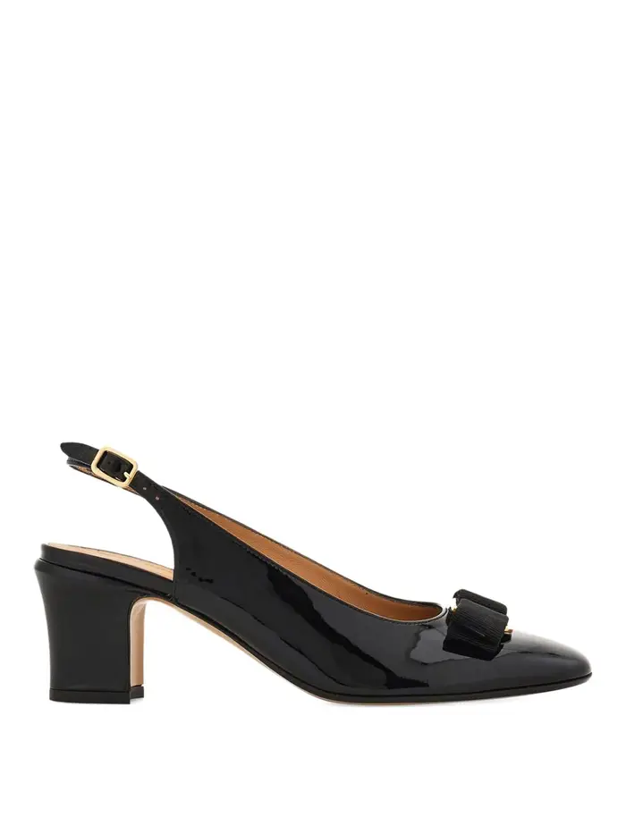 Ferragamo Décolleté con cinturino in pelle Nero
