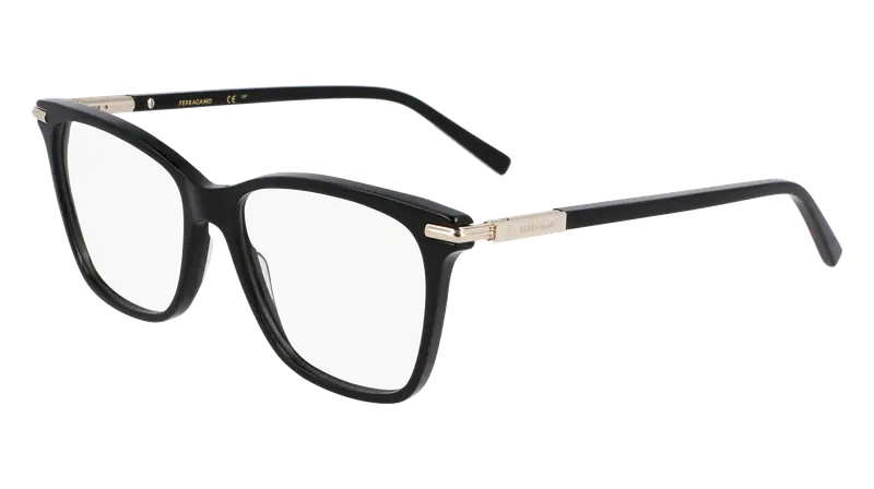 Ferragamo Donna SF3013 001 Montature da vista Acetato Nero Squadrata Normale