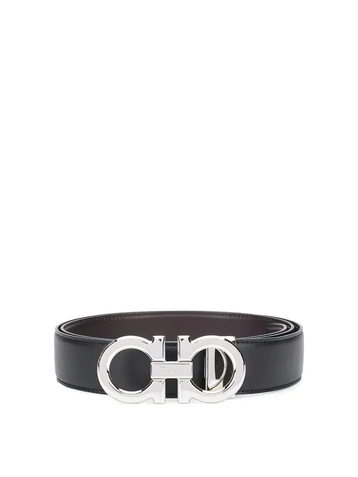 Ferragamo Finitura lucidata Ganci Reversible Belt Nero
