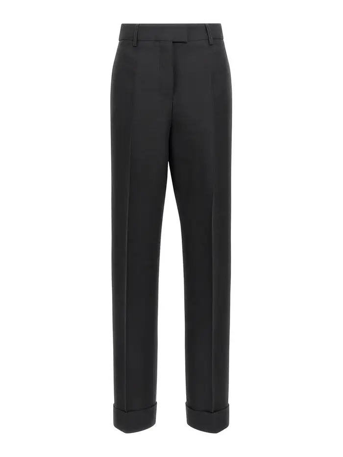 Ferragamo Pantaloni a pieghe allungate Nero