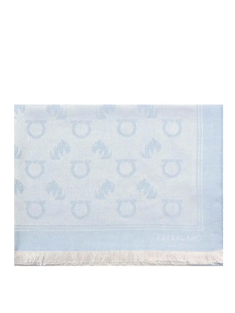 Stola Gancini in jacquard con monogramma Blu