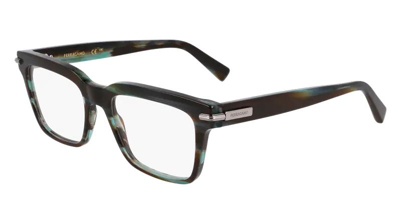 Ferragamo Uomo SF3014 315 Montature da vista Acetato Verde Squadrata Normale