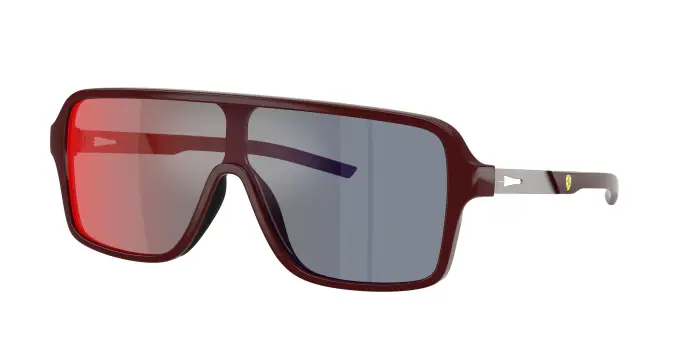 Uomo Ferrari Scuderia FZ6022U 525/M5 Occhiali da sole Iniettato Bordeaux Giallo Squadrata Polarizzata