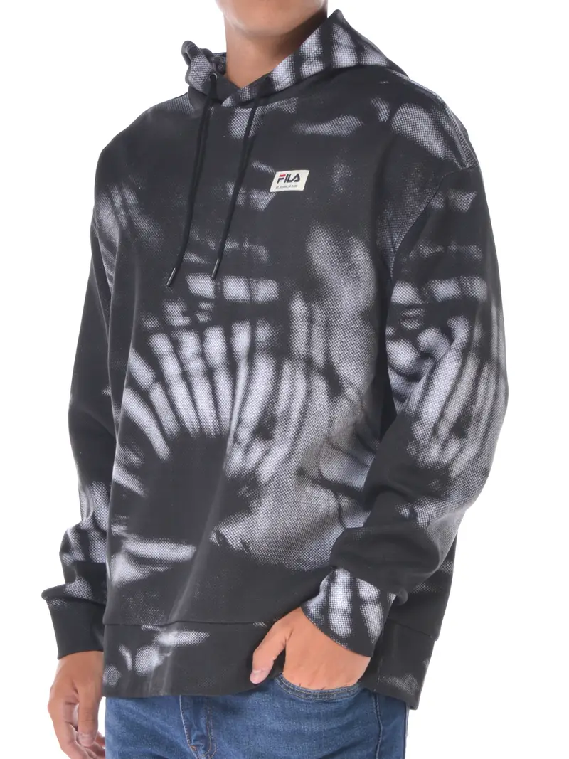 FILA felpa da uomo a fantasia con cappuccio NERO