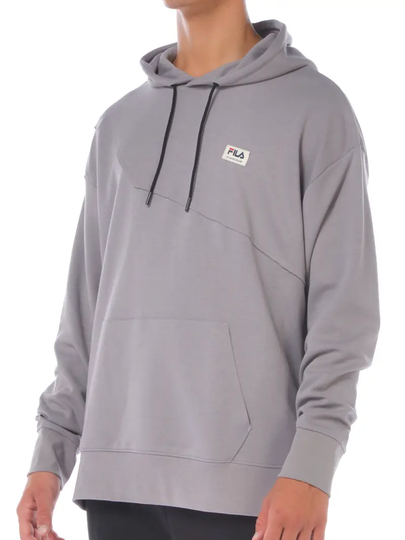 FILA felpa da uomo con cappuccio e applicazione Grigio